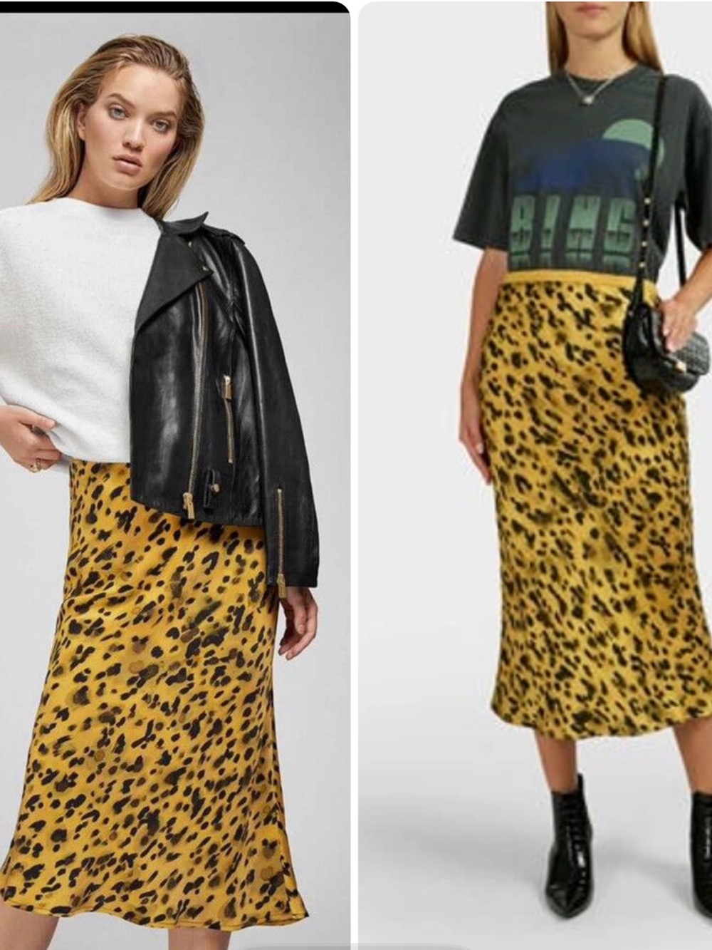 Anine Bing Silk Leopard Print Skirt